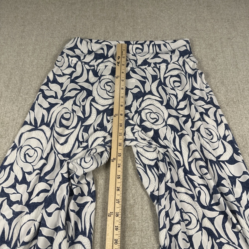 Coco Bianco Wide Leg Pants Blue & White Floral Women 8 Stretch Palazzo Boho USA - Picture 4 of 10
